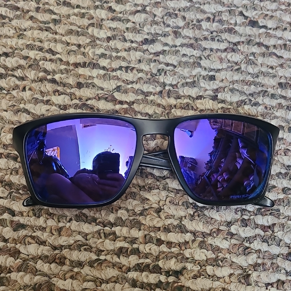 Stylish Black Sunglasses with Purple Lenses